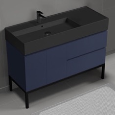 48 inch Blue Free Standing Bathroom Vanity, Modern